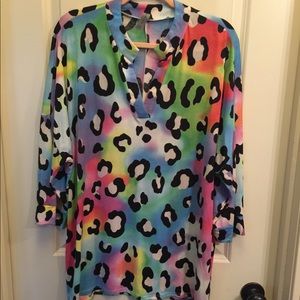 Honeyme rainbow leopard gabby tunic